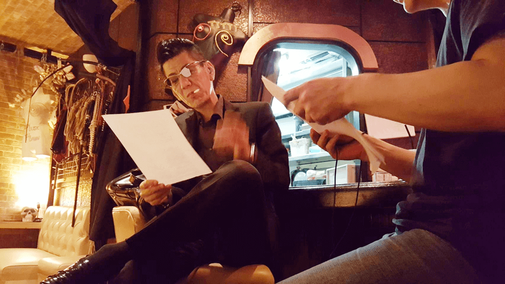 左は堂山鉄心、右は筆者